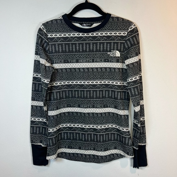 North Face Women's Holiday Nordic Waffle Shirt Black  Base Layer Athletic  Small - Picture 2 of 14